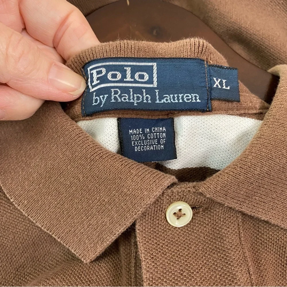Polo Ralph Lauren Short Sleeve Brown Striped Polo Shirt Pink Pony XL (FLAW)